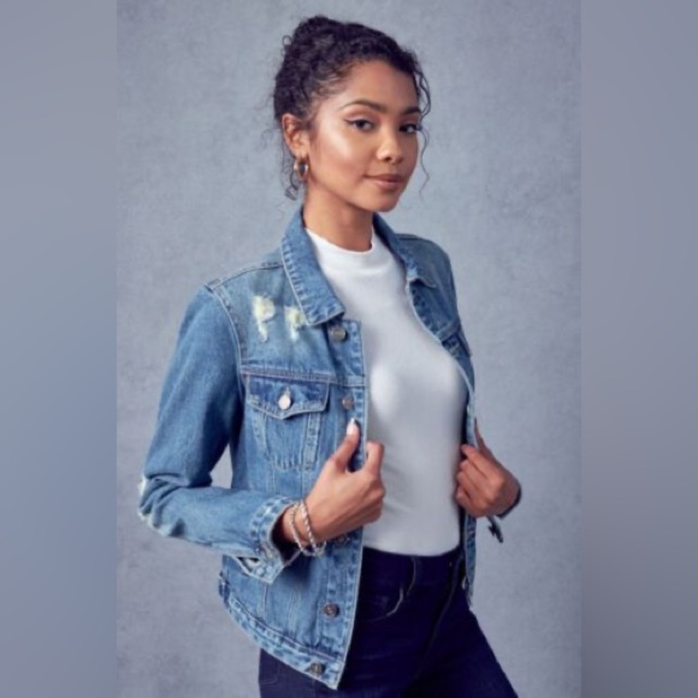 KanCan Distressed Jean Jacket, XS